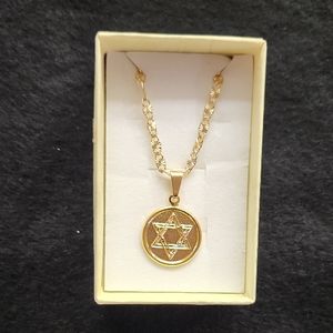 Gold Star of David Pendant Necklace